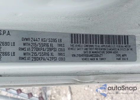 2021 Ram Promaster City Tradesman Slt z USA, uszkodzony, nr VIN ZFBHRFBB4M6S88427